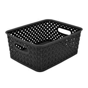 Simplify 10 x 4 Resin Wicker Storage Bin With Handles