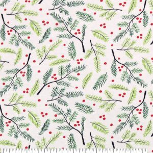 Mistletoe   Holly Super Snuggle Christmas Flannel Fabric