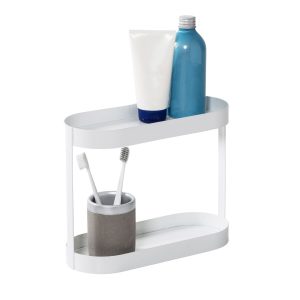 Honey Can Do 12 x 9.5 White 2 Tier Metal Bath Counter Organizer