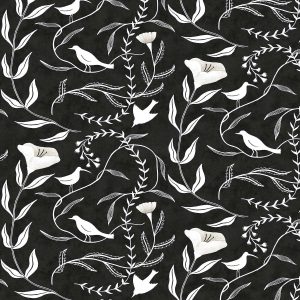 Elana Gabrielle 20.5  x 18  Coal Birdsong Peel   Stick Wallpaper