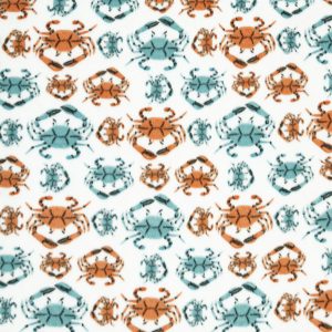 Resort Crabs on White Anti Pill Plush Fleece Fabric