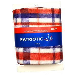 3yd Patriotic Red Patriotic Plaid Precut Cotton Fabric