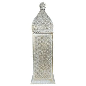 Northlight 30.5 White Gold Moroccan Pillar Candle Lantern