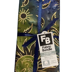 5pc Celestial Cool Batik Metallic Cotton Fabric Quarter Bundle