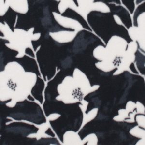 Sketched Floral on Black Anti Pill Plush Fleece Fabric