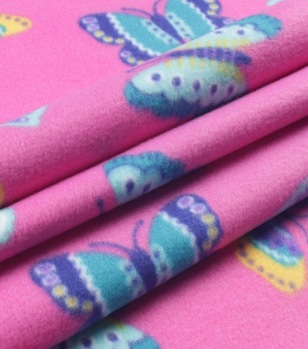 Butterfly on Pink Blizzard Fleece Fabric - Image 3