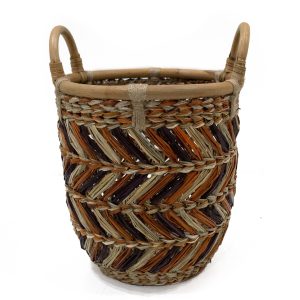 10 Chevron Seagrass   Rattan Woven Basket by Place   Time