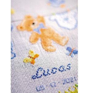 Vervaco 8 x 9 Birth Bear Counted Cross Stitch Kit