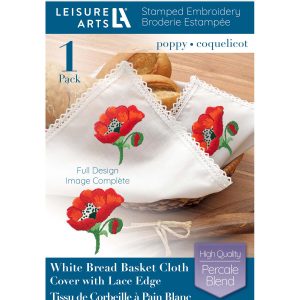 Leisure Arts 16 x 16 Poppy Basket Liner Stamped Cross Stitch Kit