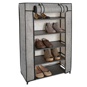 Simplify 35 Gray 5 Tier Shoe Organizer With Cover