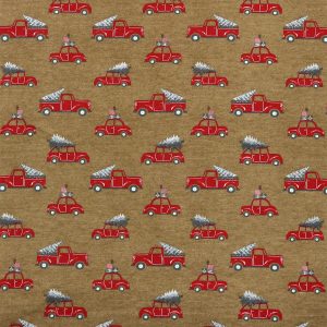 Trucks With Trees on Brown Super Snuggle Christmas Flannel Fabric
