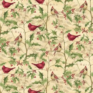 Susan Winget Cardinal on Vines Christmas Cotton Fabric