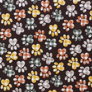 Fall Buffalo Check Paws Novelty Cotton Fabric - 1