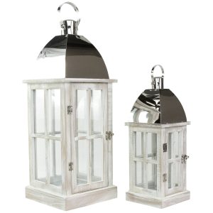 Northlight 2ct Antique Wood Candle Lanterns