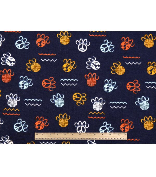 Navy Paw Print Novelty Cotton Fabric - Image 4