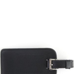Leather Luggage Tag with Silver Hardware