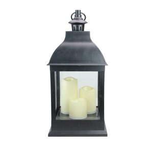 Northlight 20 Large Black Candle Lantern with 3 Flameless LED Candles
