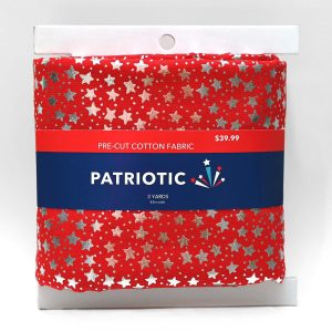 3yd Patriotic White   Red Star Precut Foil Cotton Fabric