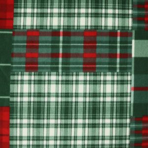 Green   Red Plaid Patches Anti Pill Fleece Fabric