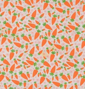 Orange Carrots   Flowers Easter Cotton Fabric
