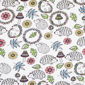Hedgehogs   Mushrooms Super Snuggle Flannel Fabric