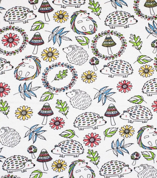 Hedgehogs   Mushrooms Super Snuggle Flannel Fabric