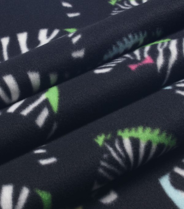 Zebras on Black Blizzard Fleece Fabric - Image 3