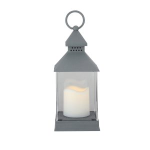 Northlight 9.5 Gray Candle Lantern with Flameless LED Candle