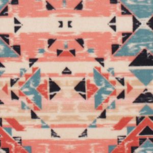 Orange   Teal Aztec Anti Pill Plush Fleece Fabric