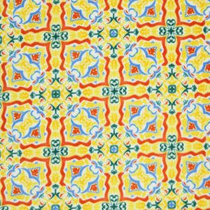 Yellow   Blue Watercolor Tile Luxe Fleece Fabric