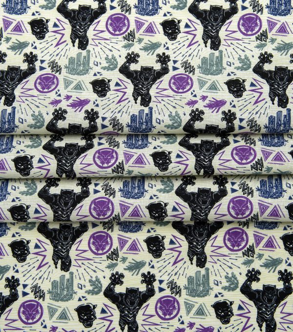 Black Panther Linocut Attack Cotton Fabric - Image 3