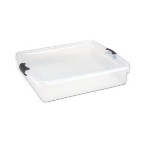 Homz 14 Gallon Clear   Gray Plastic Underbed Storage Container