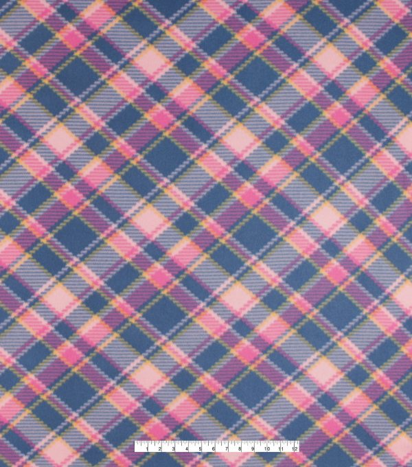 Pastel Bias Plaid Blizzard Fleece Fabric - Image 3