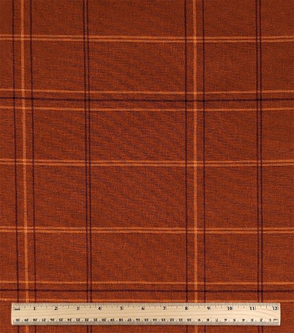 Orange Plaid Cotton Fabric - Image 2