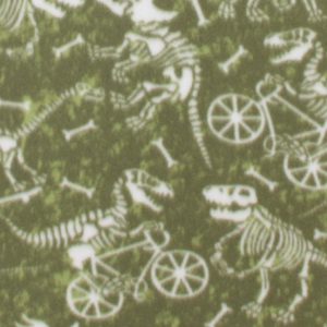 Dinosaur Skeletons on Green Blizzard Fleece Fabric