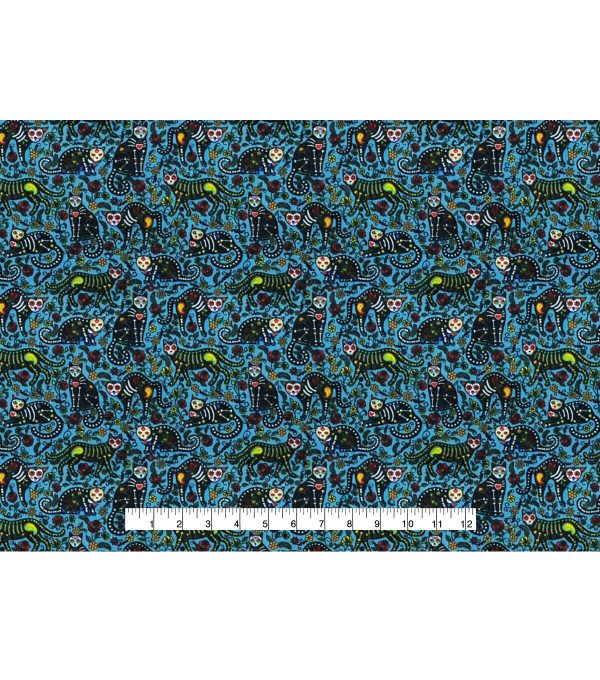 Skeleton Cat Super Snuggle Flannel Fabric - Image 4