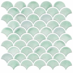 Aqua Scallop Peel   Stick Tile Backsplash