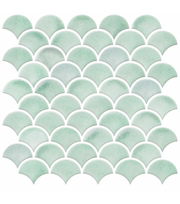 Aqua Scallop Peel   Stick Tile Backsplash