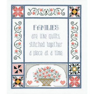 Janlynn 13 x 15 Families are like Quilts Counted Cross Stitch Kit