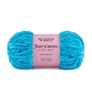 Juicy Luxe Velour Sparkle 107yds Bulky Polyester Blend Yarn - Blue Crush