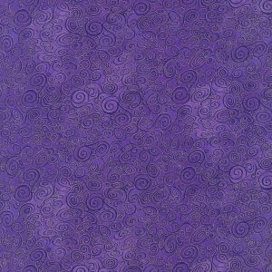 Hi Fashion Purple Swirls Premium Metallic Cotton Fabric - 1