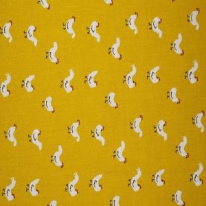 Barnyard Roosters on Yellow Cotton Fabric by Quilter s Showcase