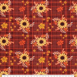 Sunflowers On Plaid Super Snuggle Flannel Fabric