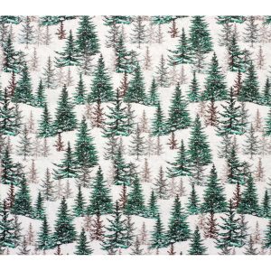 Evergreens on White Super Snuggle Christmas Flannel Fabric