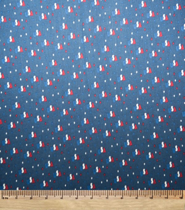 USA On Navy Patriotic Cotton Fabric - Image 2