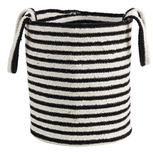 Nearly Natural 13 Striped Boho Handwoven Cotton Basket With Handles