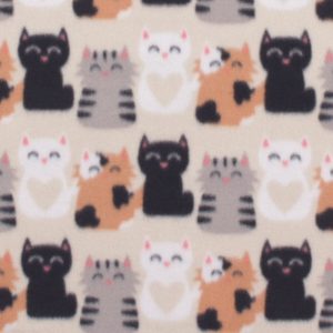 Heart Cats Blizzard Fleece Fabric