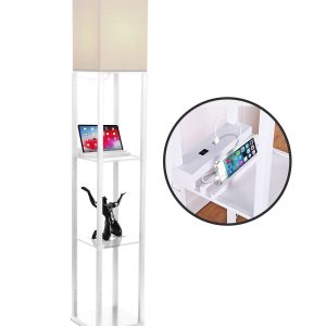 Brightech Maxwell LED Lamp USB Port   Outlet   White