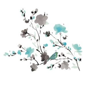 RoomMates Blossom Watercolor Bird Branch Decals
