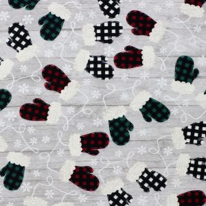 Buffalo Check Mittens Super Snuggle Christmas Flannel Fabric